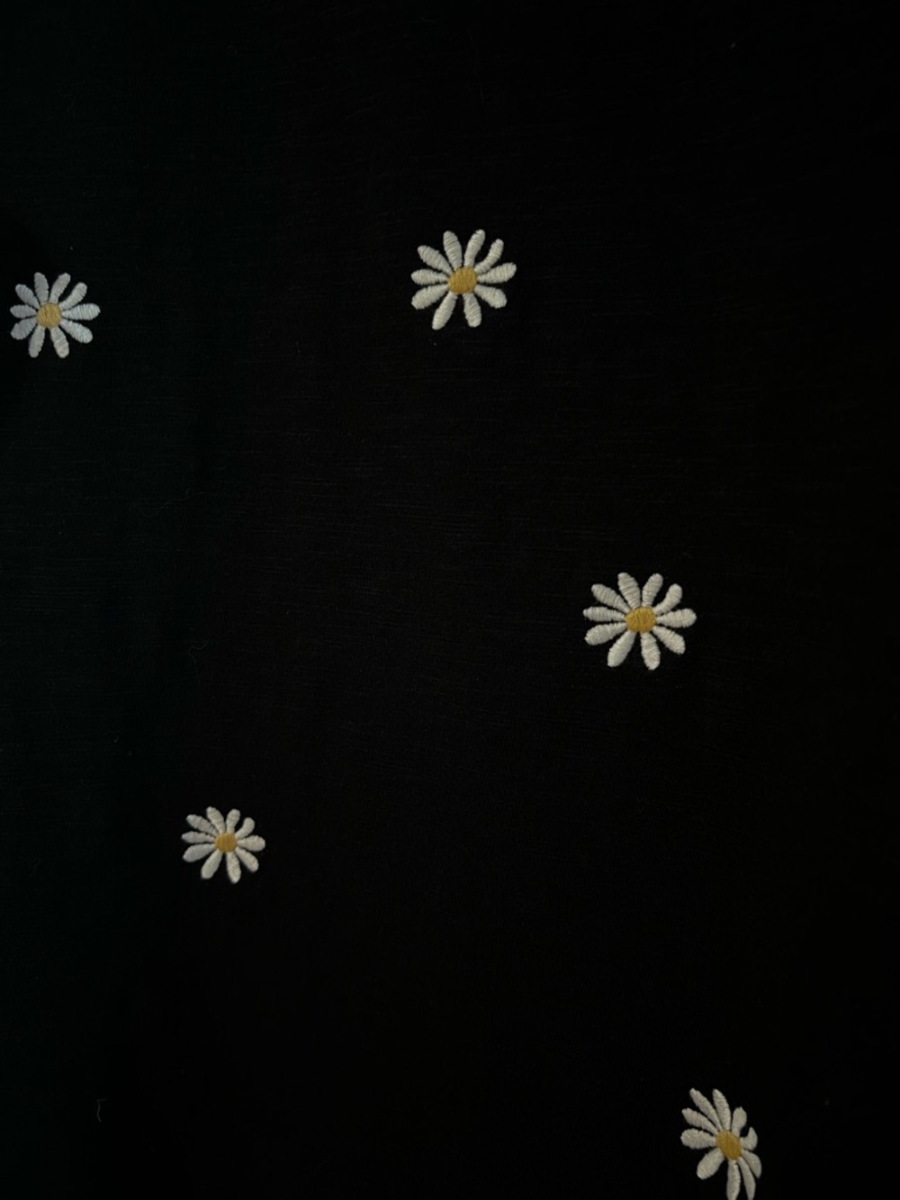 Black Tee with Daisy Embroidery - Picture 3 of 5